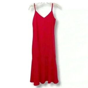 Lulus Vibrant Red Spaghetti Strap Ruffle Hem Slip Dress Size Small